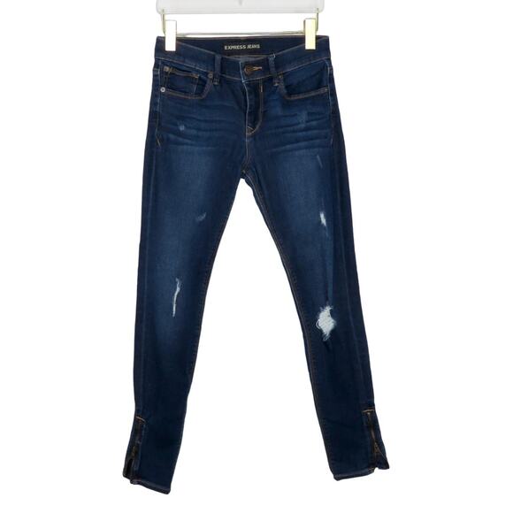 Express Supersoft Ankle Legging Mid Rise Skinny Jeans Ripped Size 0 - Picture 2 of 5